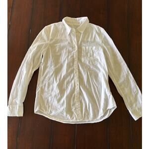 Gap Women’s Small White Daisy Embroidered Button Front Shirt Long Sleeve Cotton